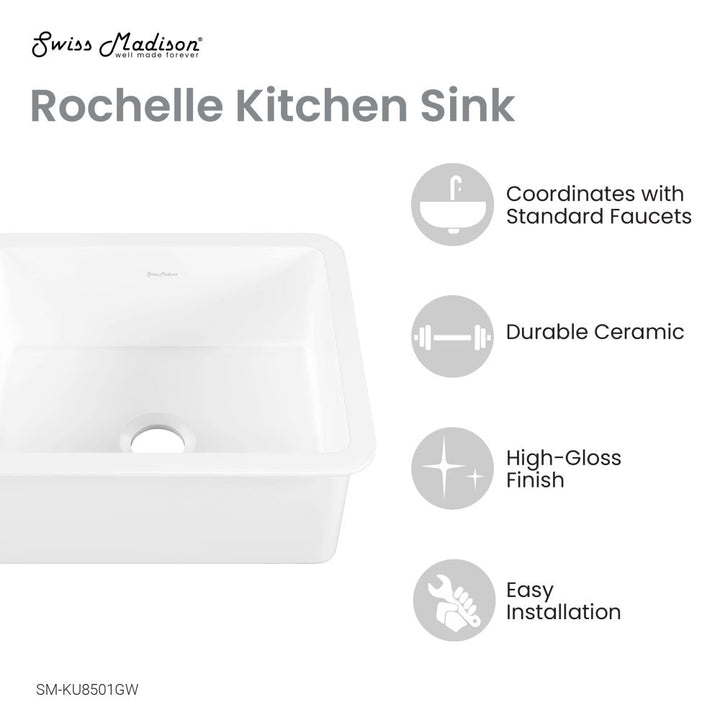 Rochelle 24 x 18 ceramic single basin, drop-in/undermount kitchen sink