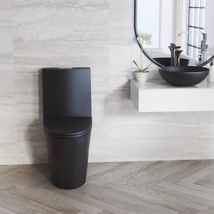 St. Tropez One-Piece Elongated Toilet Vortex Dual-Flush in Matte Black 1.1/1.6 gpf