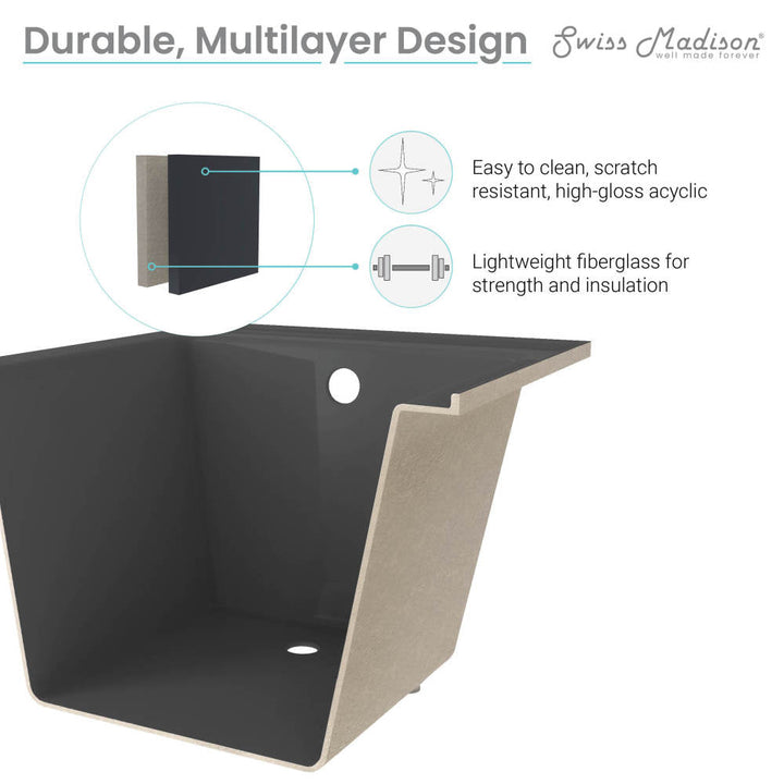 Voltaire 60" x 30" Right-Hand Drain Alcove Bathtub in Matte Black