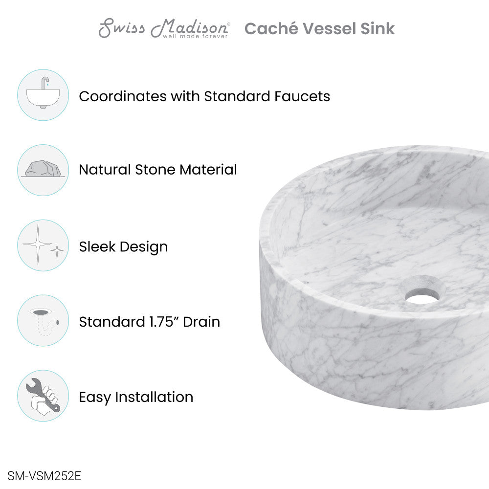 Monaco 17" Round Vessel Bathroom Sink in Marbled Grey