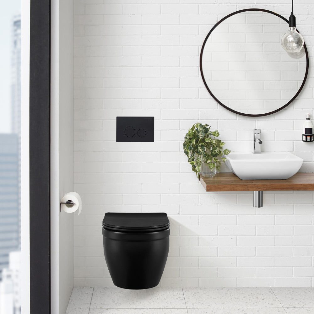Wall Mount Dual Flush Actuator plate in Matte Black