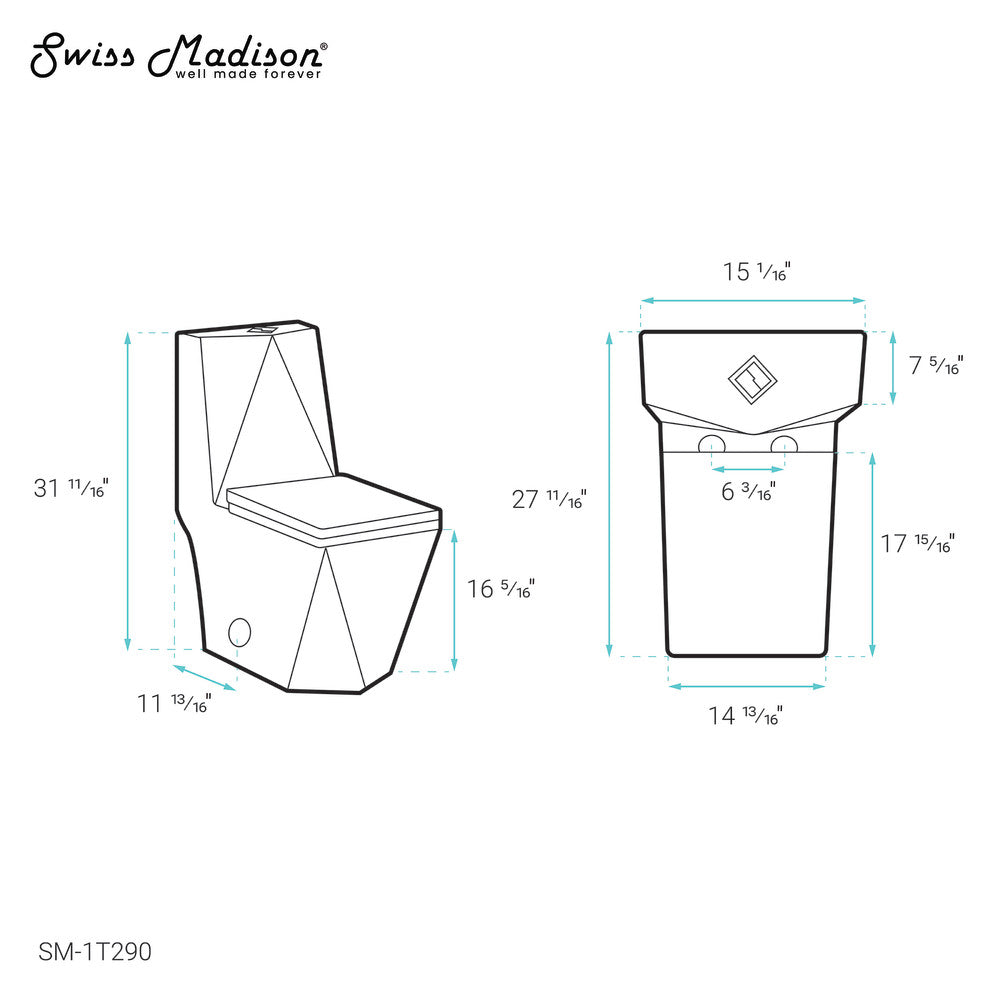 Brusque One-Piece Square Toilet Dual-Flush 1.1/1.6 gpf