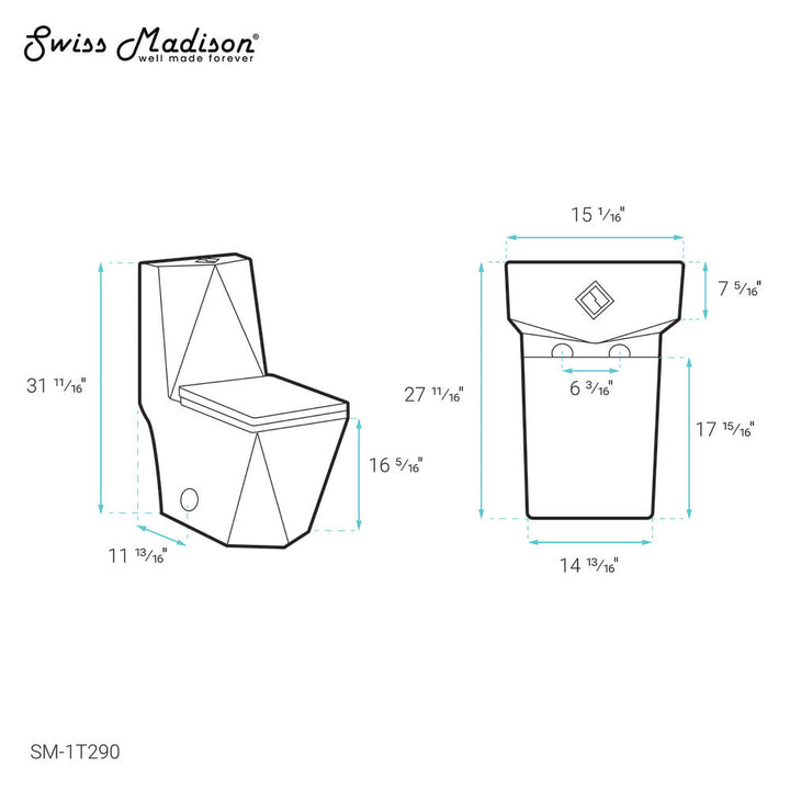 Brusque One-Piece Square Toilet Dual-Flush 1.1/1.6 gpf