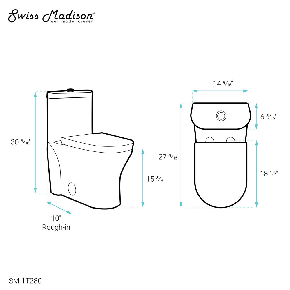 Monaco One-Piece Elongated Toilet Dual Flush 1.1/1.6 gpf with 10" Rough in