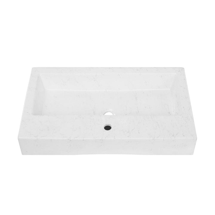 Voltaire Wide Rectangle Vessel Sink in Static Marble