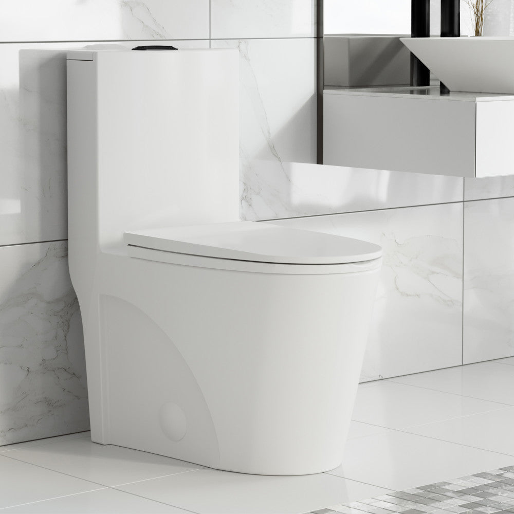 St. Tropez One Piece Elongated Toilet Dual Vortex™ Flush, Black Hardware