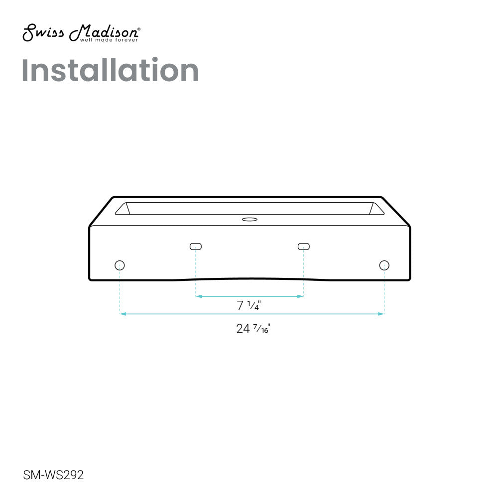 Voltaire Wide Rectangle Wall-Mount Sink in Shiny White