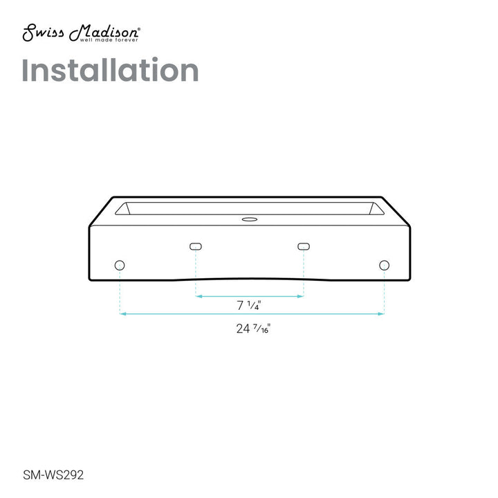 Voltaire Wide Rectangle Wall-Mount Sink in Shiny White