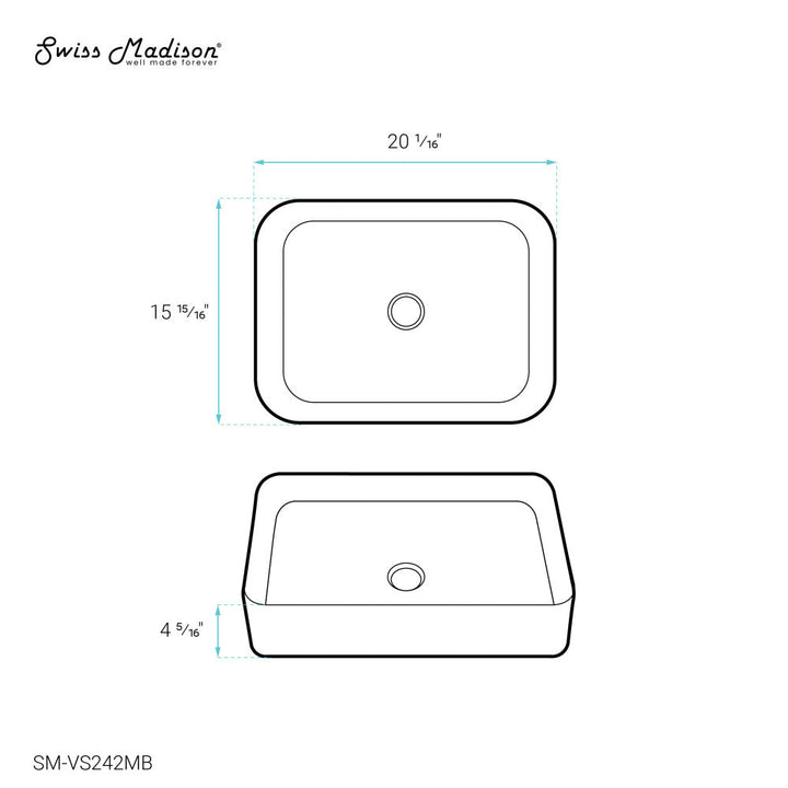 Concorde Rectangle Ceramic Vessel Sink, Matte Black