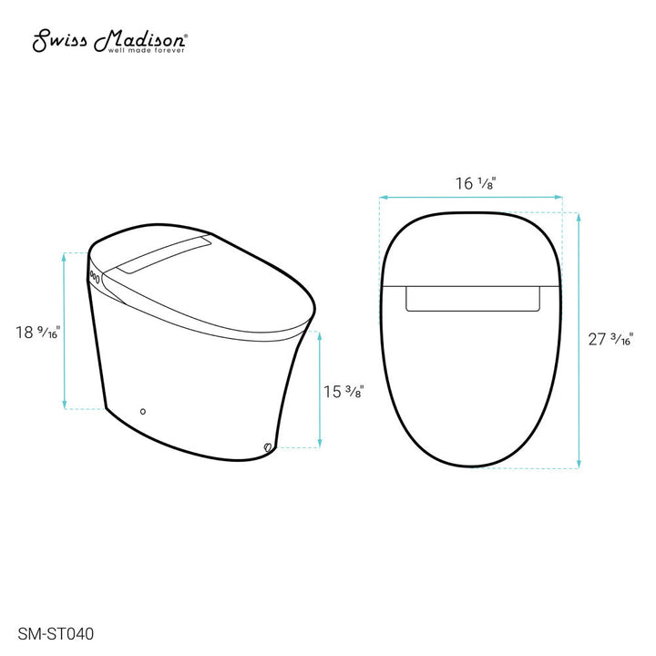 Hugo Smart Tankless Elongated Toilet, Touchless Vortex™ Dual-Flush 1.1/1.6 gpf
