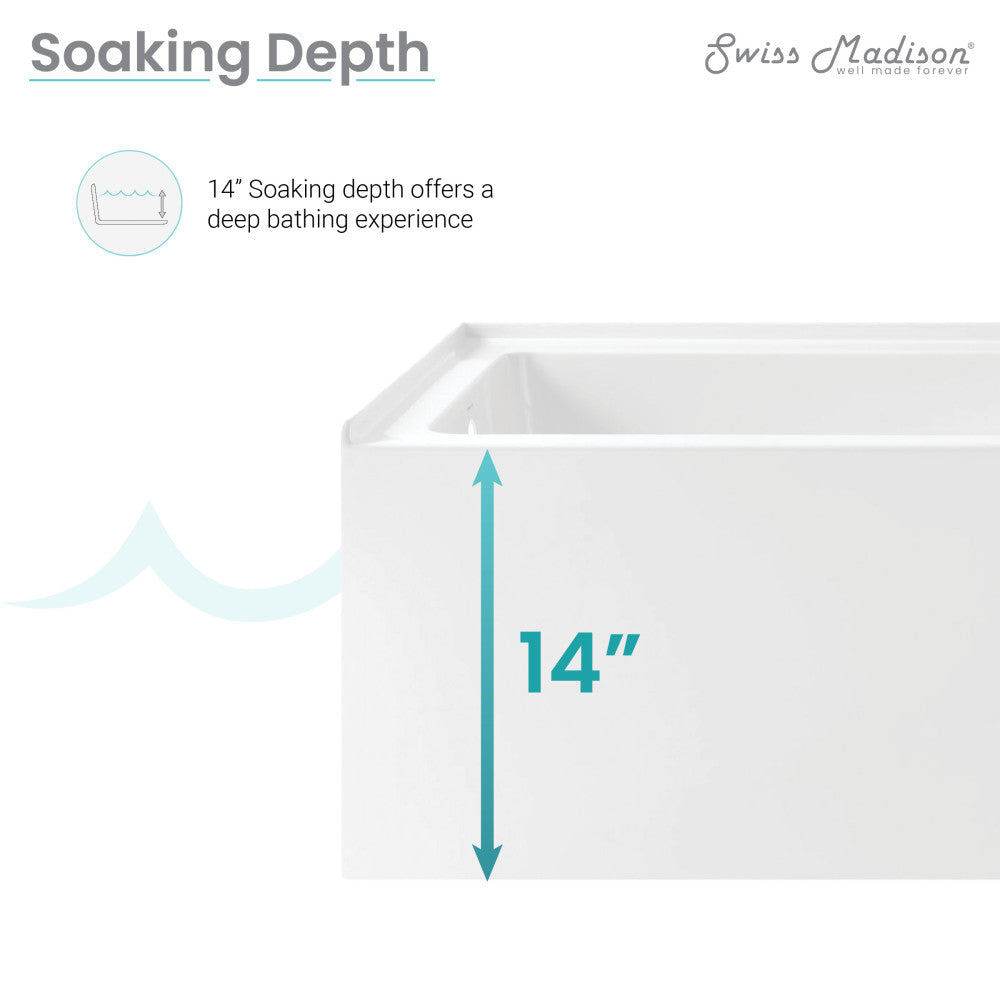 Voltaire 60" x 32" Left-Hand Drain Alcove Bathtub with Apron