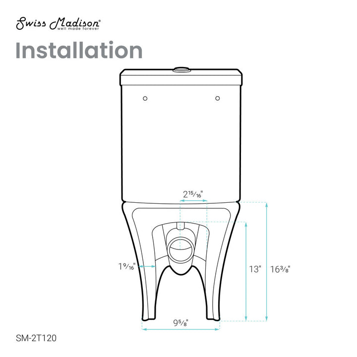 Calice Two-Piece Elongated Rear Outlet Toilet Dual-Flush 1.1/1.6 gpf