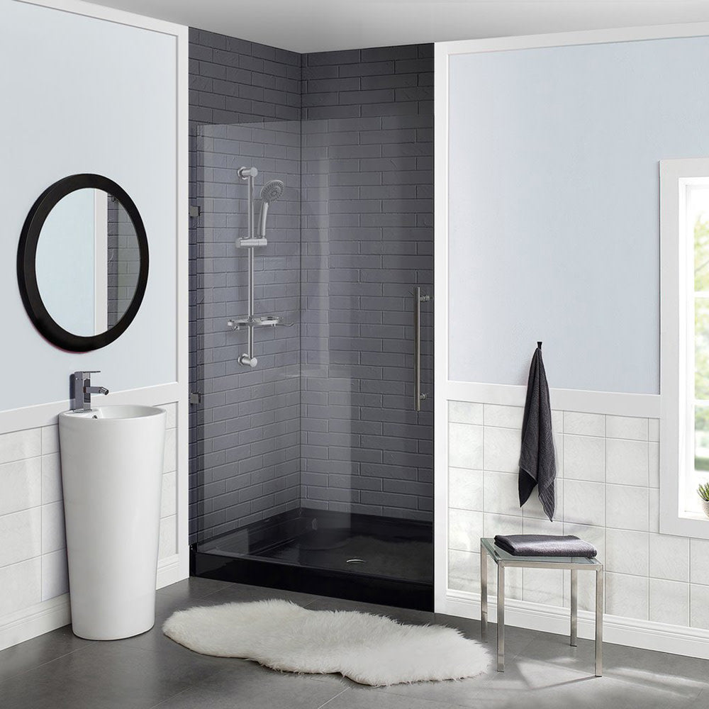 Voltaire 36" x 36" Acrylic Black, Single-Threshold, Center Drain, Shower Base