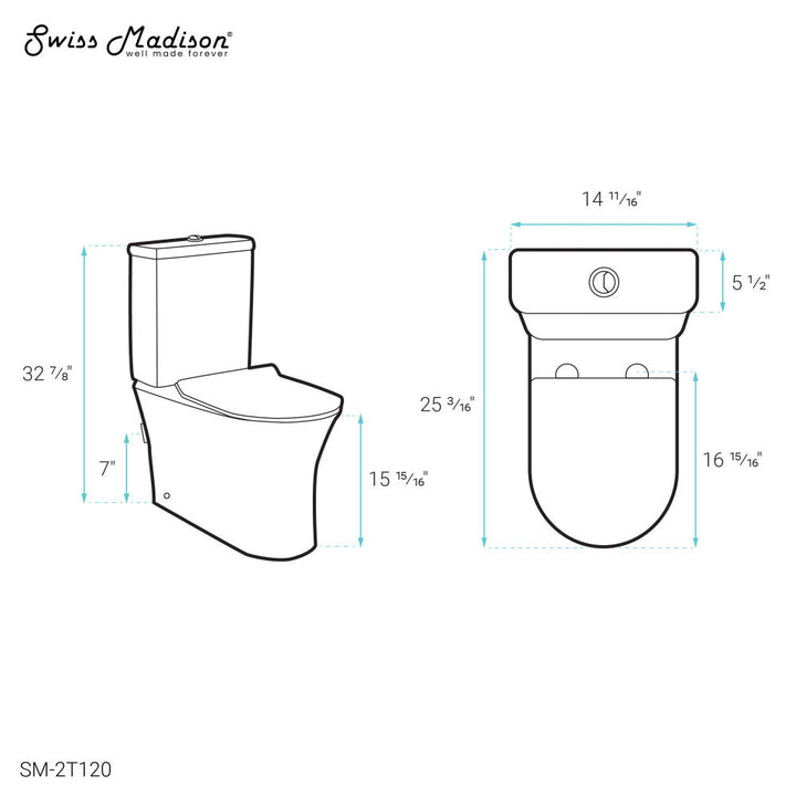 Calice Two-Piece Elongated Rear Outlet Toilet Dual-Flush 1.1/1.6 gpf