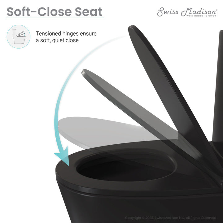 St. Tropez One Piece Elongated Toilet Dual Vortex™ Flush in Matte Black, Black Hardware 1.1/1.6 gpf