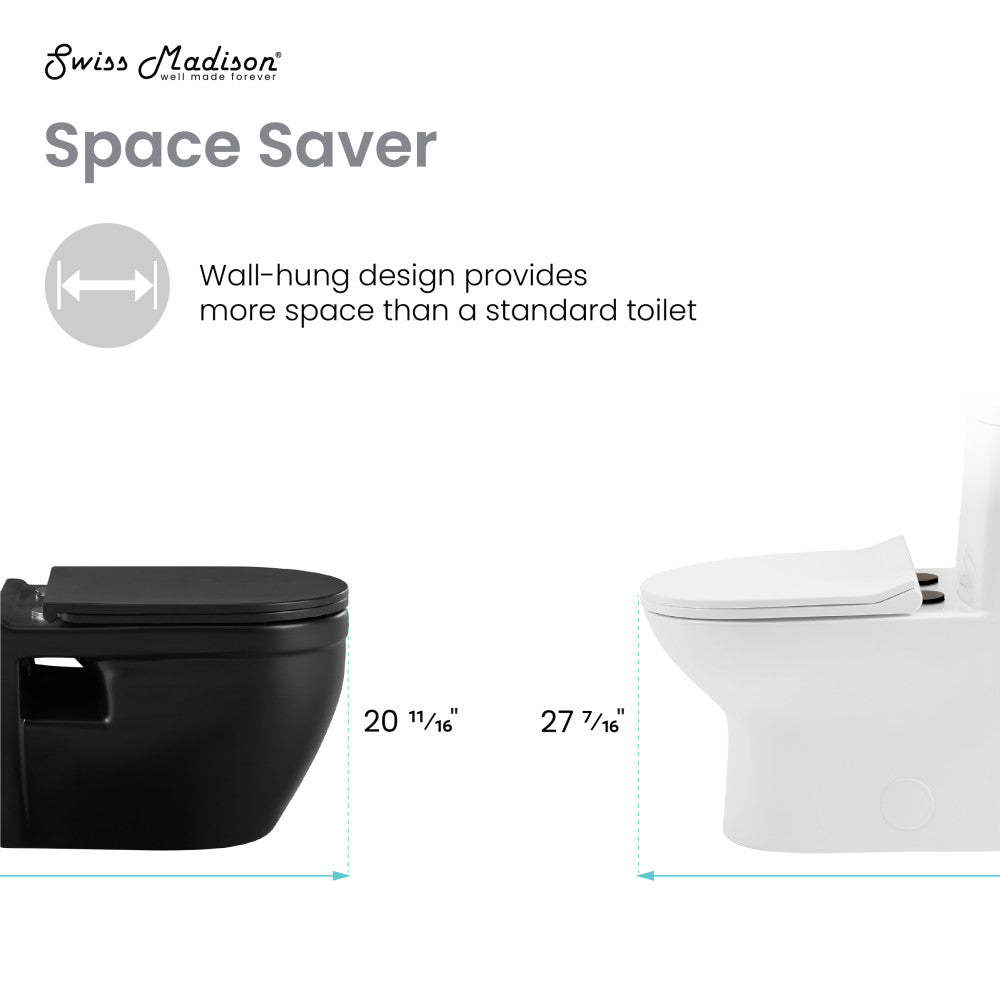 Ivy Wall-Hung Elongated Toilet Bowl in Matte Black