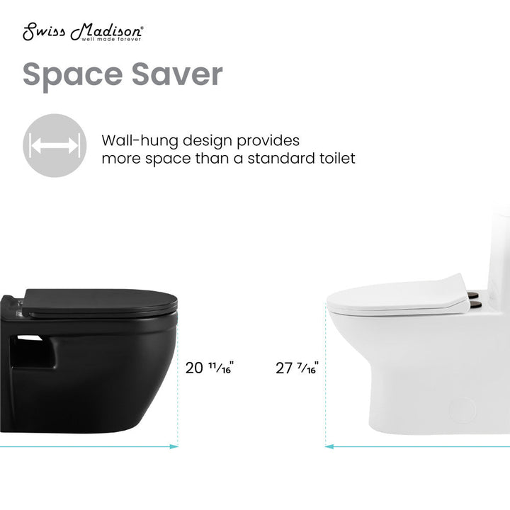 Ivy Wall-Hung Elongated Toilet Bowl in Matte Black