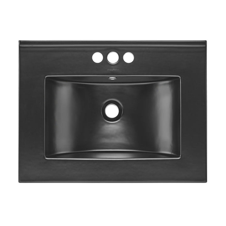 24" Ceramic Vanity Top with Three Faucet Holes in Matte Black