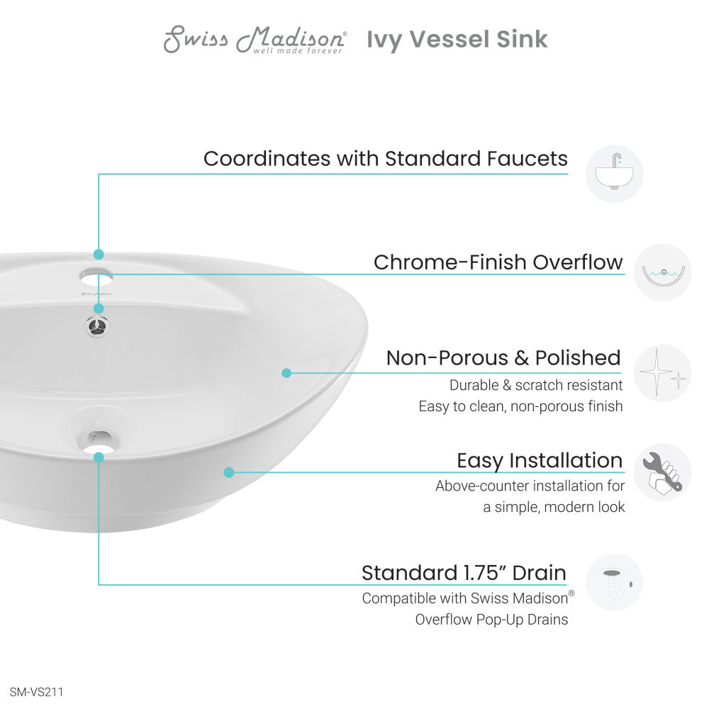 Ivy 23 Oval Ceramic Vessel Sink