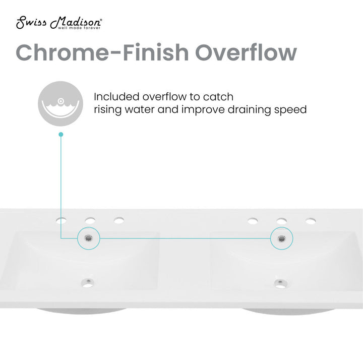 48" Ceramic Vanity Top Double Basins with 3 Holes