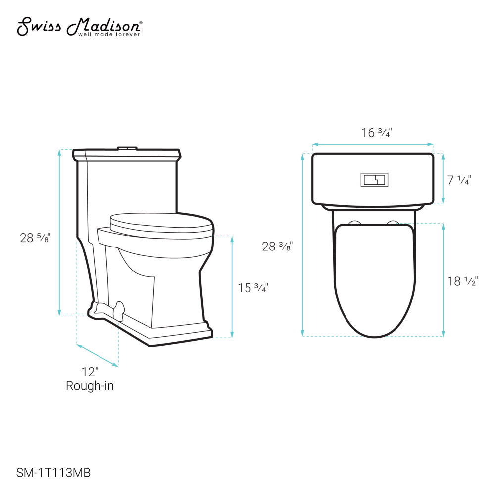 Voltaire One-Piece Elongated Toilet Dual-Flush 1.1/1.6 gpf in Matte Black
