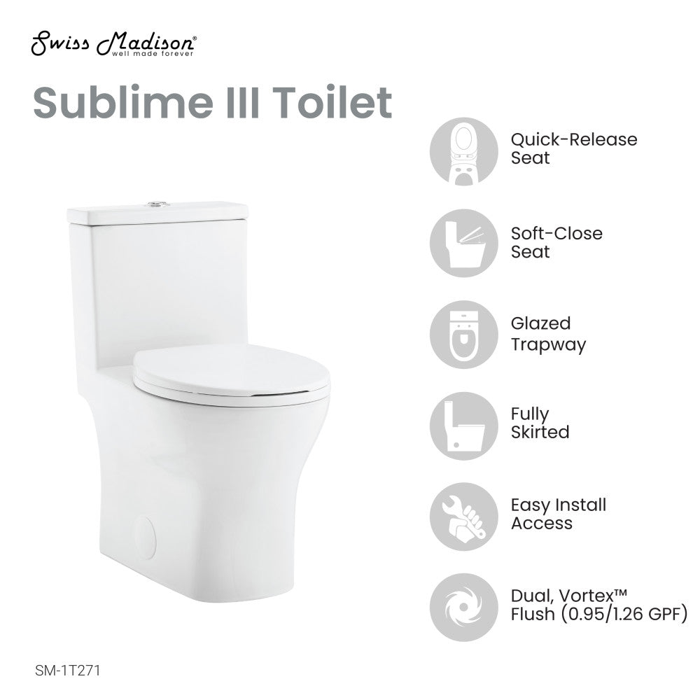 Sublime III One-Piece Round Toilet Vortex™ Dual-Flush 0.95/1.26 gpf