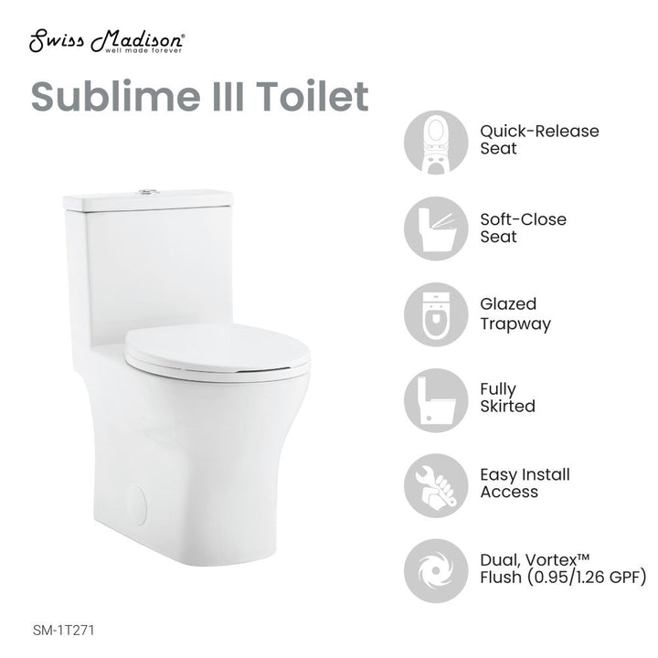 Sublime III One-Piece Round Toilet Vortex™ Dual-Flush 0.95/1.26 gpf