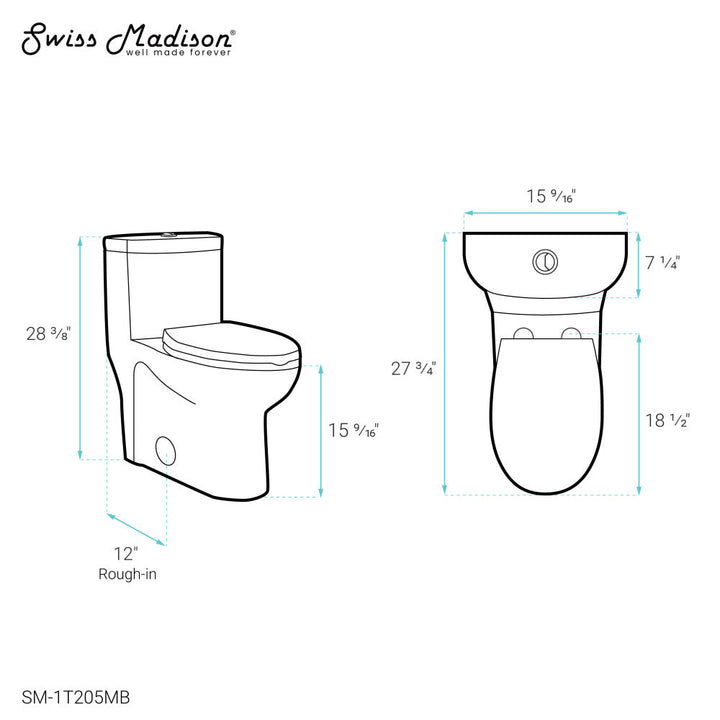Sublime One-Piece Elongated Toilet Dual-Flush in Matte Black 1.1/1.6 gpf