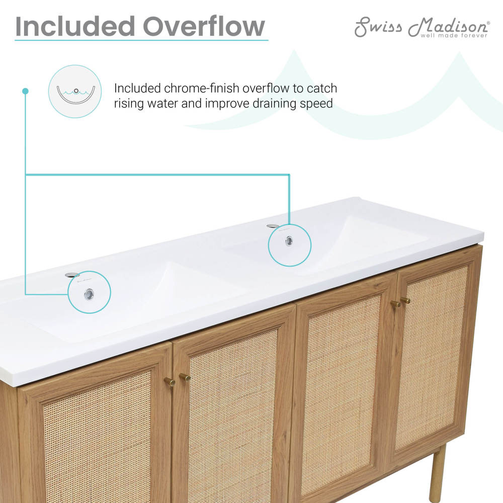 Classe 60" Bathroom Vanity in Oak
