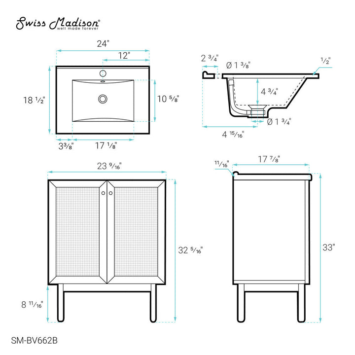 Classe 24" Bathroom Vanity in Black