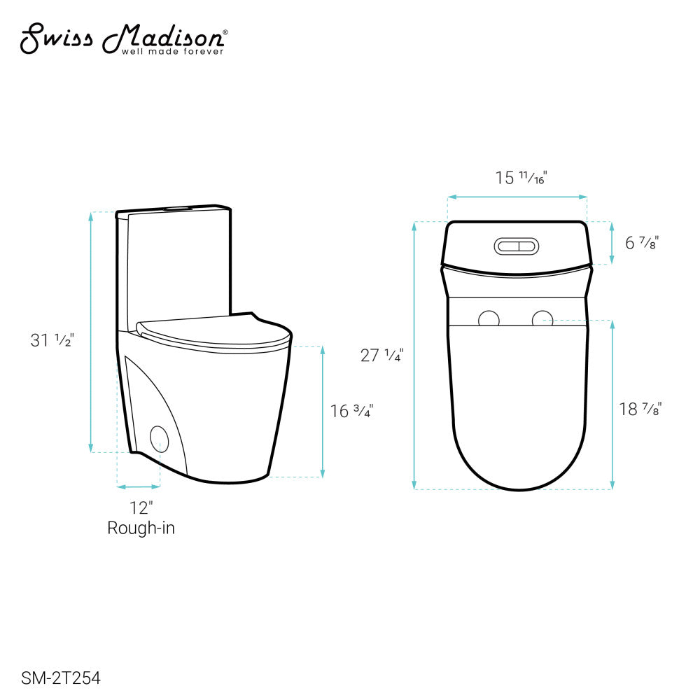 St. Tropez Two-Piece Elongated Toilet Vortex™ Dual-Flush 1.1/1.6 gpf