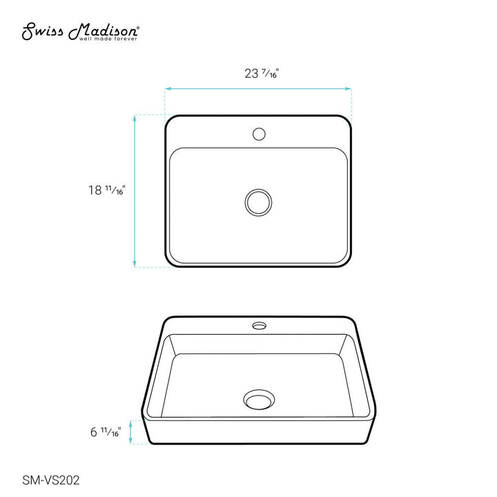 Carre Large Rectangle Vessel Sink