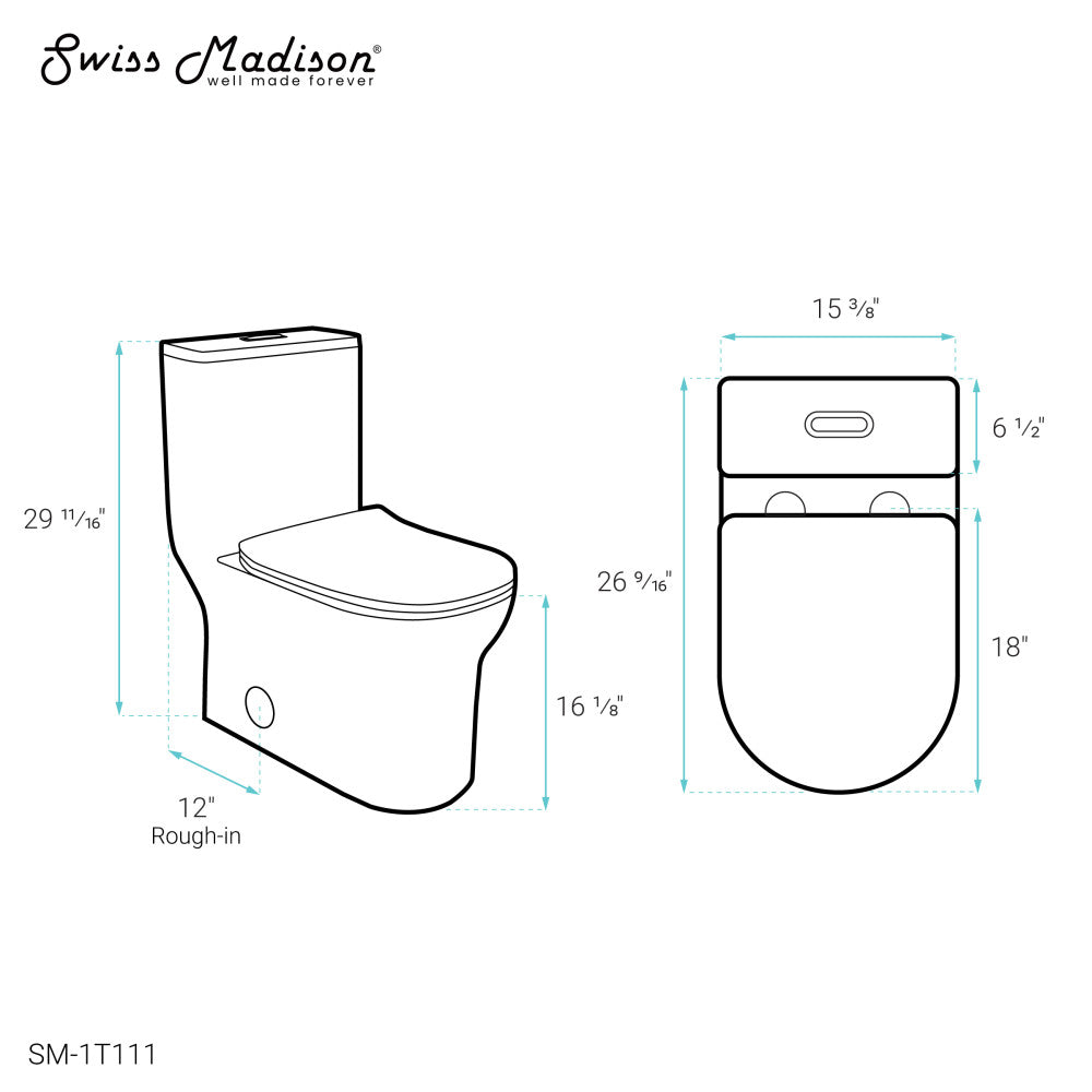 Burdon One-Piece Elongated Toilet Vortex Dual-Flush 1.1/1.6 gpf