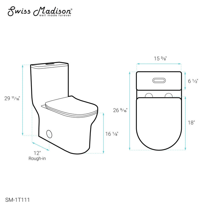 Burdon One-Piece Elongated Toilet Vortex Dual-Flush 1.1/1.6 gpf