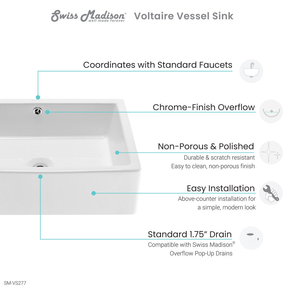 Voltaire 17 Rectangle Ceramic Vessel Sink