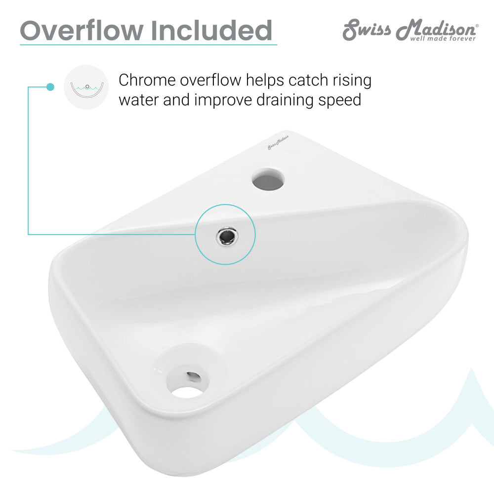 Plaisir 18 x 11 Ceramic Wall Hung Sink with Right Side Faucet Mount