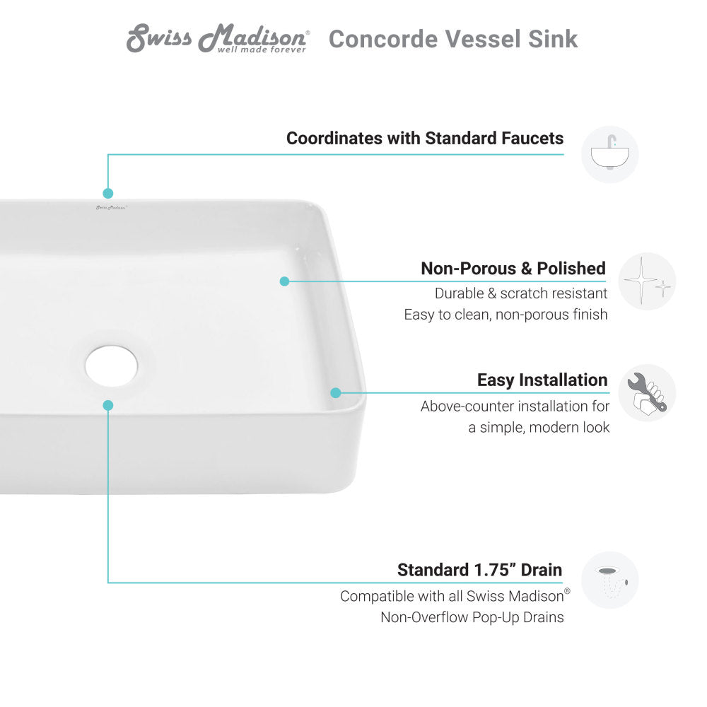 Concorde Rectangle Ceramic Vessel Sink