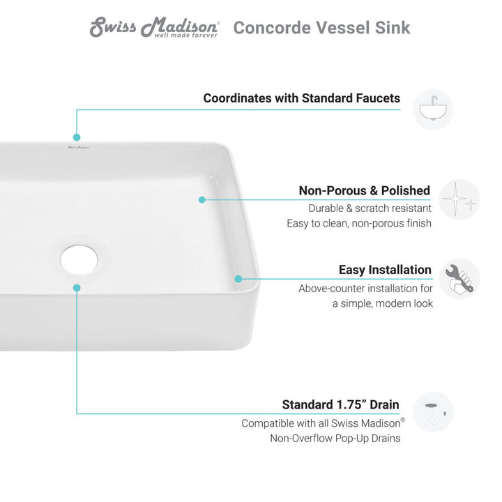 Concorde Rectangle Ceramic Vessel Sink