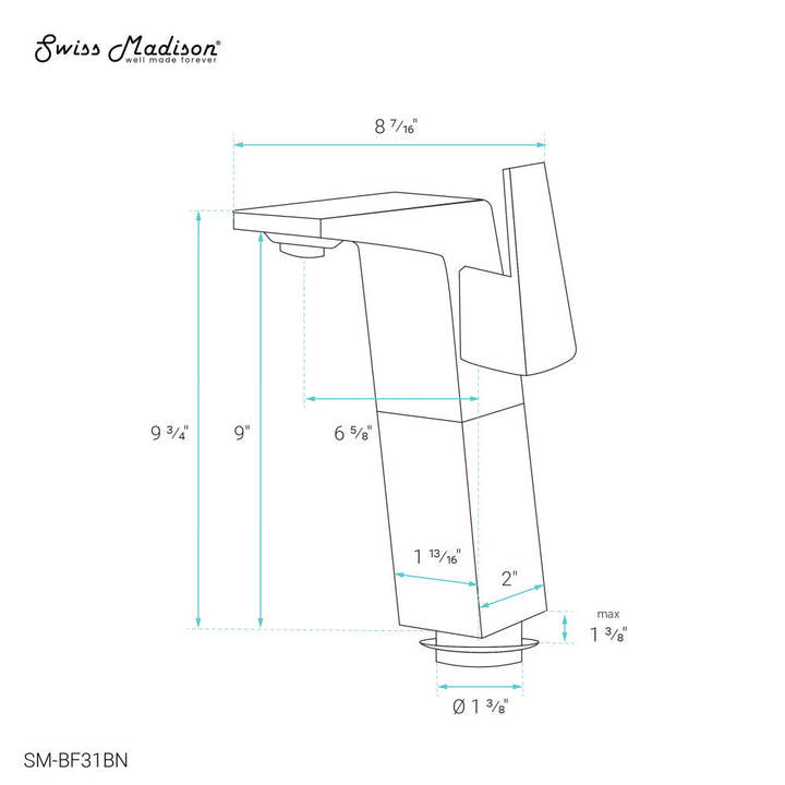 Carre Single Hole, Single-Handle, High Arc Bathroom Faucet in Brushed Nickel