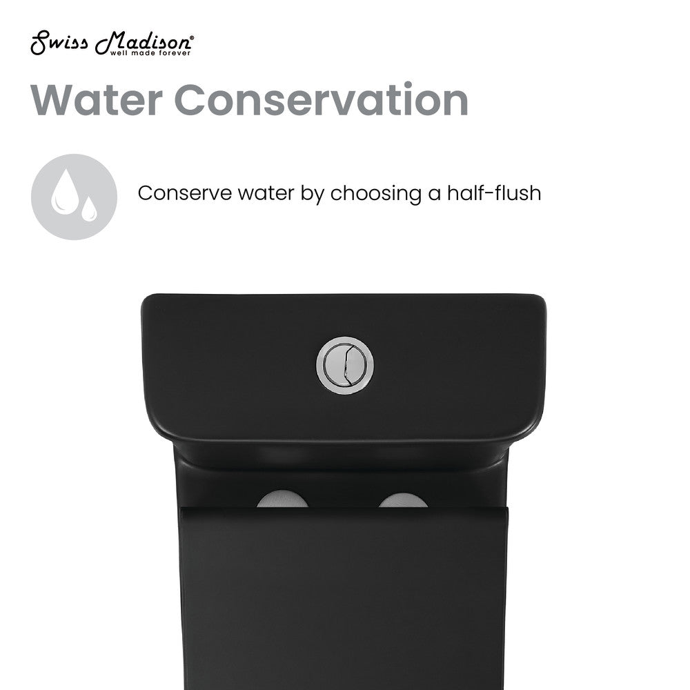 Carre One Piece Square Toilet Dual Flush 1.1/1.6 gpf with 10" Rough-In, Matte Black