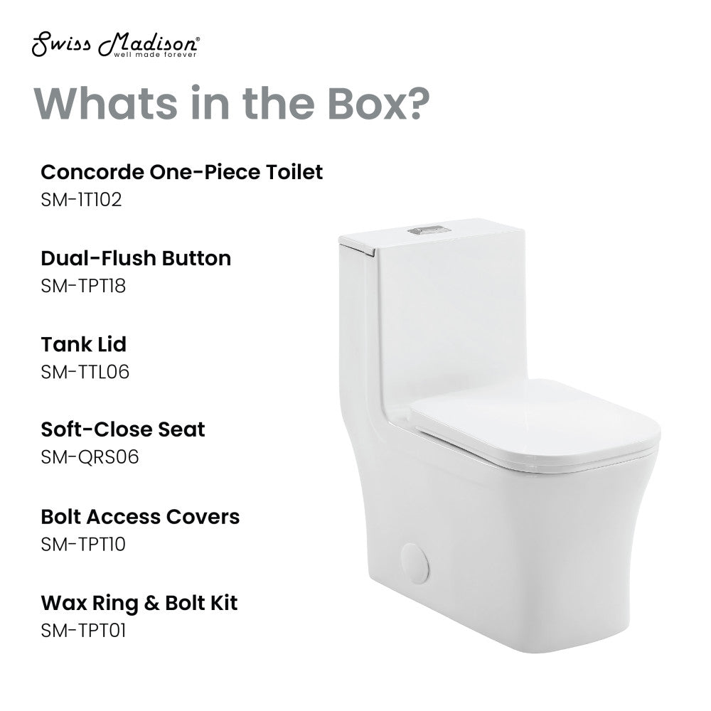 Concorde One-Piece Square Toilet, 14" Rough-In 1.1/1.6 gpf