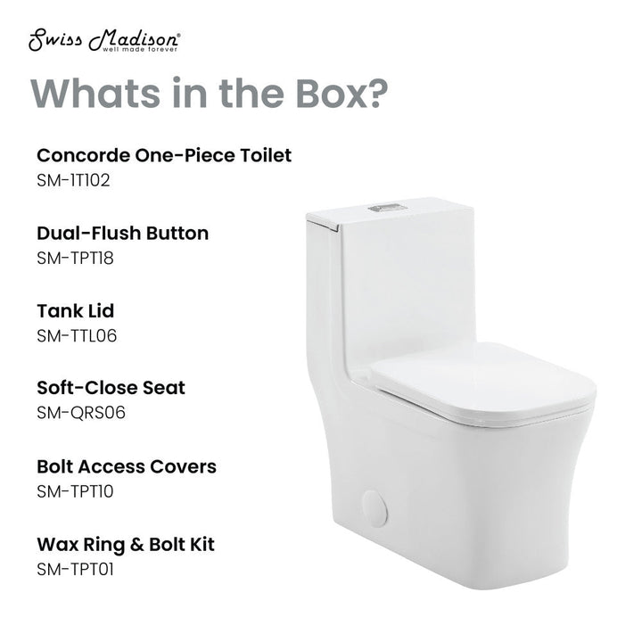 Concorde One-Piece Square Toilet, 14" Rough-In 1.1/1.6 gpf