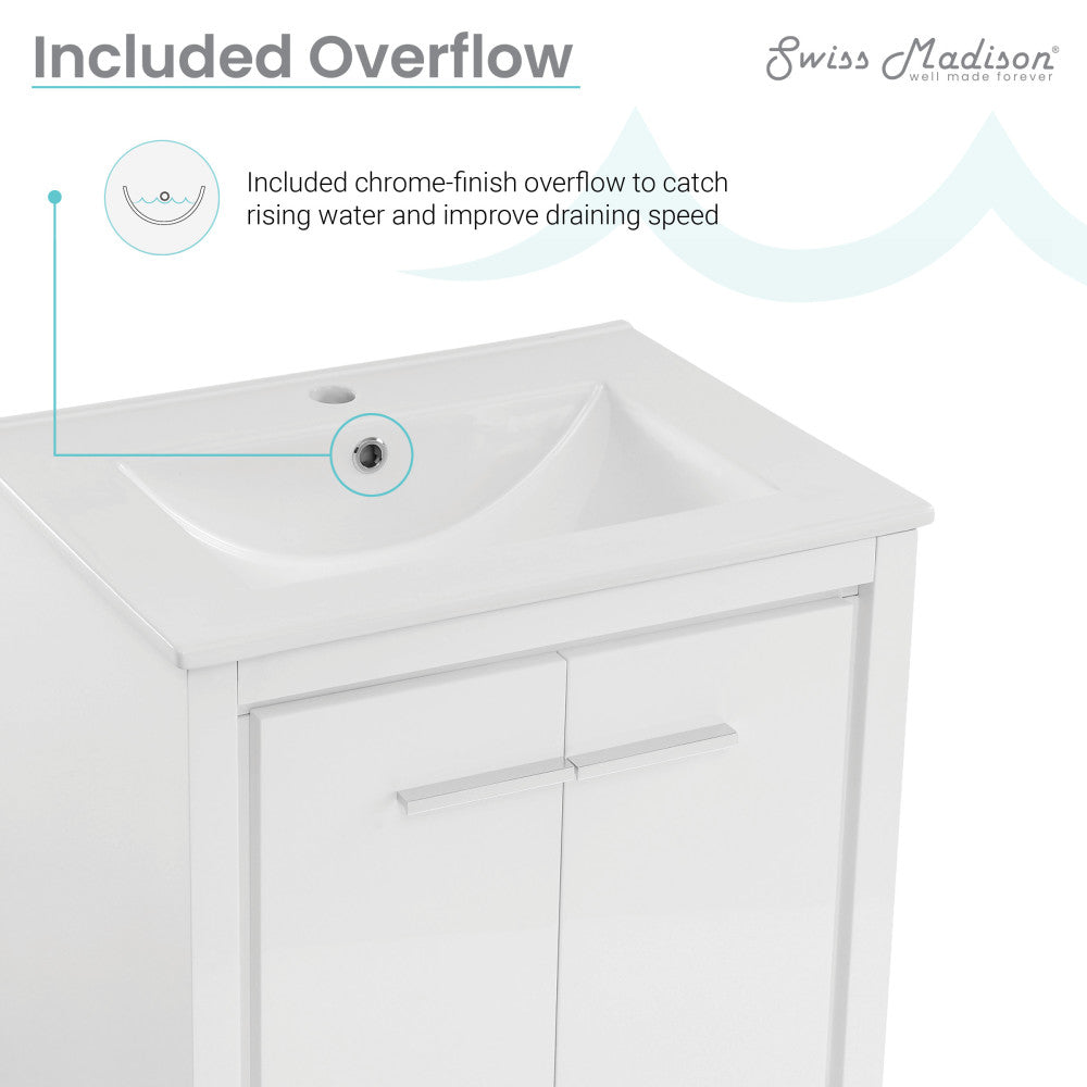 Virage 24" Freestanding, Bathroom Vanity in Glossy White