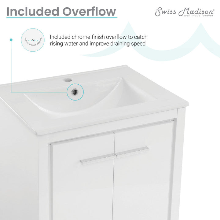Virage 24" Freestanding, Bathroom Vanity in Glossy White