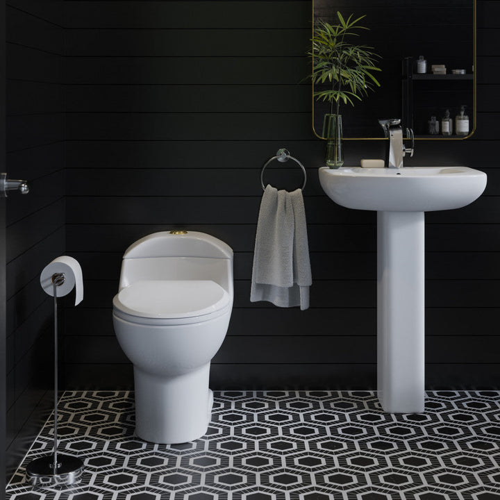 Chateau One Piece Elongated Toilet Dual Flush, Brushed Gold Hardware 1.1/1.6 gpf