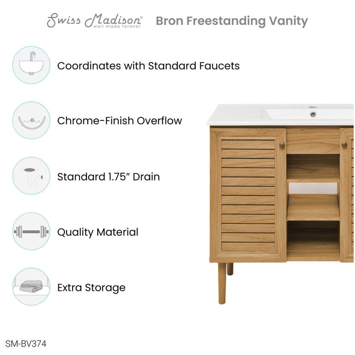 Bron 36" Bathroom Vanity in Oak
