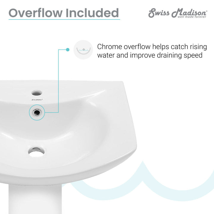 Chateau Pedestal Bathroom Sink Round Single Faucet Hole
