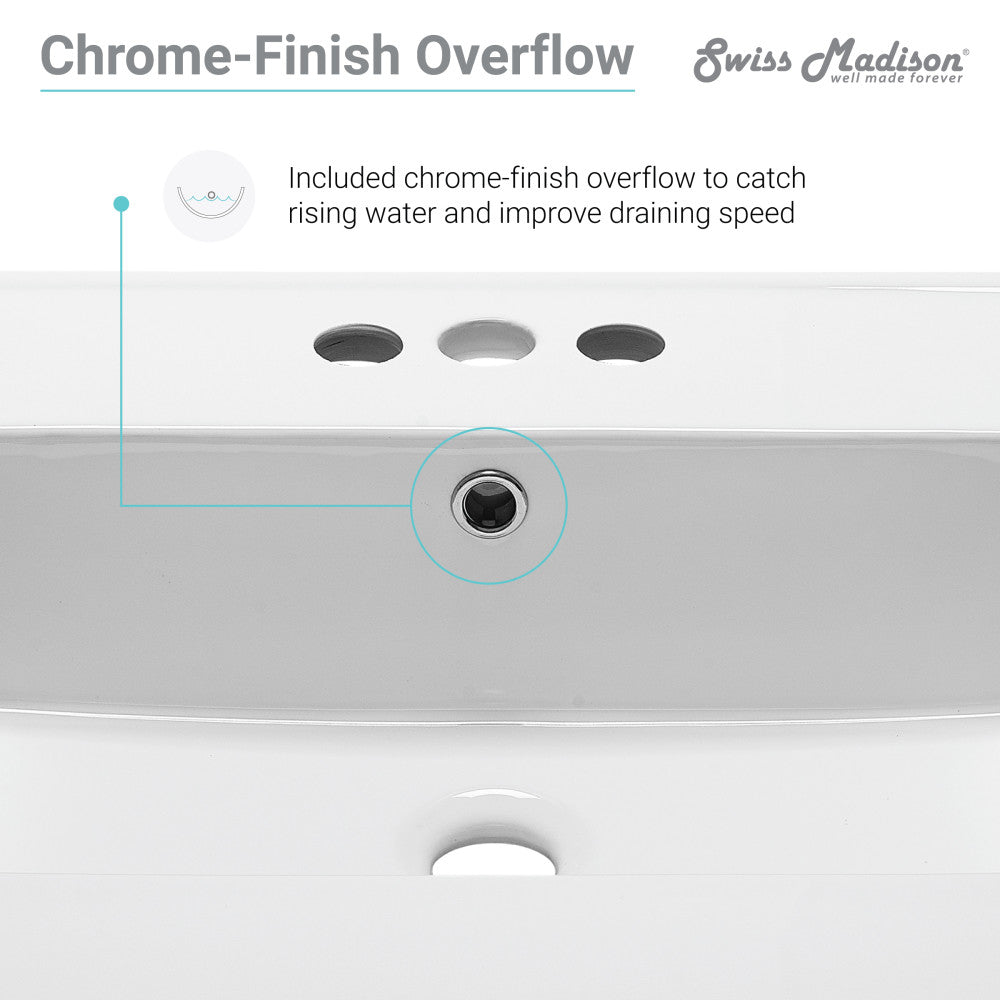 24" Ceramic Vanity Top with Three Faucet Holes
