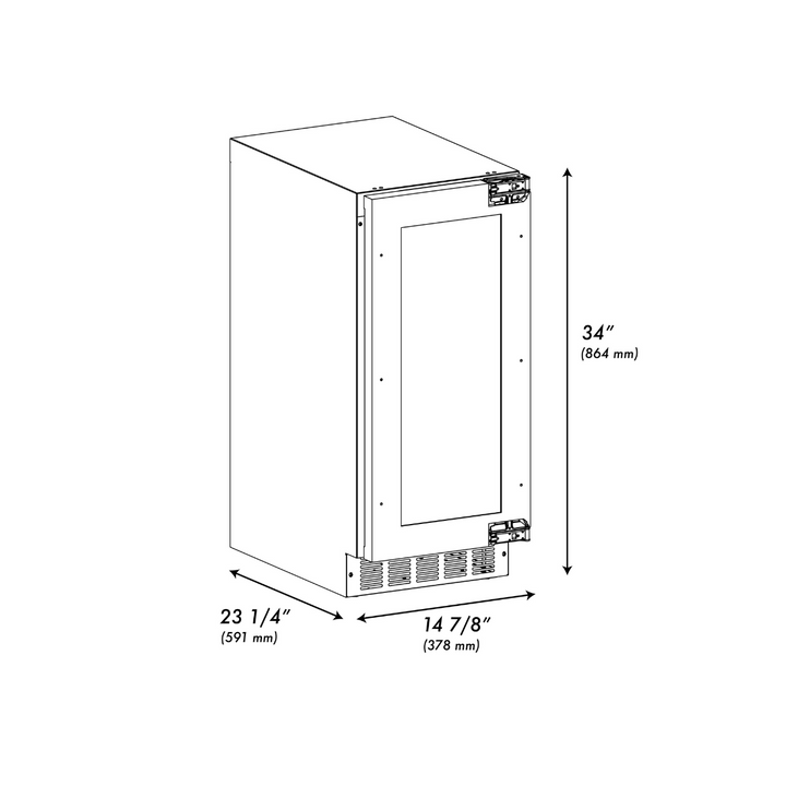 ZLINE Autograph 15" Touchstone Clear Cube Ice Maker with Drain Pump and Panel Ready Door with Champagne Bronze Handle, ICCDPZ-15-CB