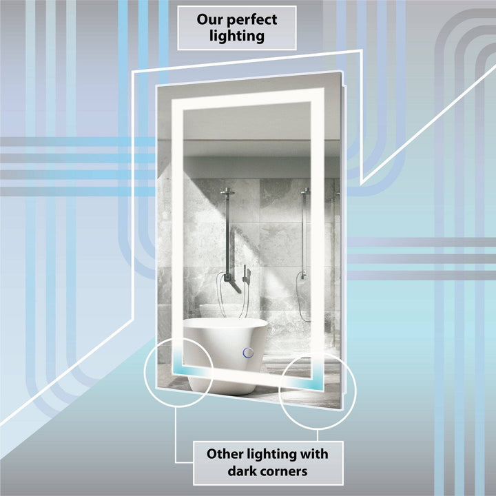 Krugg Icon 54 x 36 LED Bathroom Mirror - Dimmer & Defogger